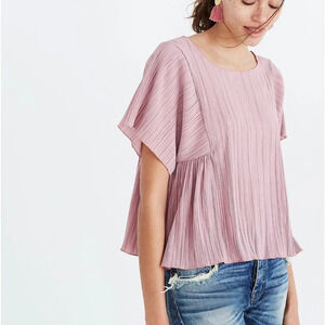 Madewell Texture & Thread Micro Pleat Blush Pink Top Xsmall Women’s
